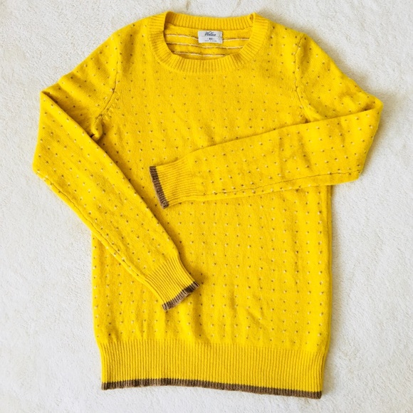 Madewell Sweaters - Madewell Wallace Sweater Yellow, Brown Polka Dots